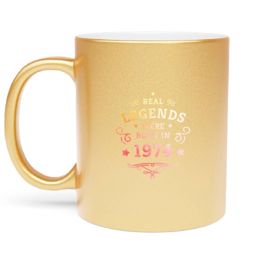 Real Legends were born in 1974 50th Birthday Gift Metallic Mugs