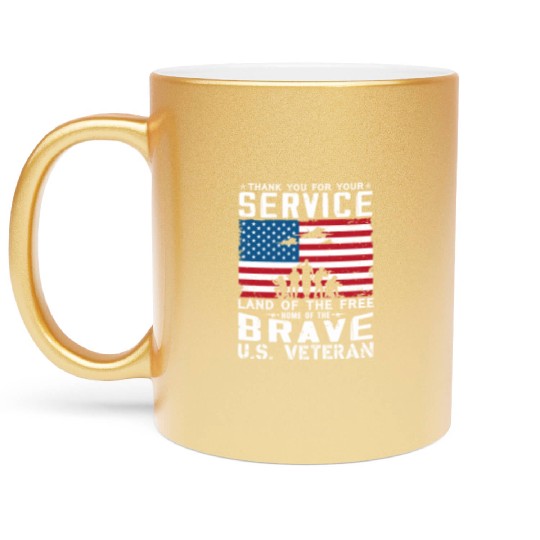US Army Veteran Land Of The Free Metallic Mugs