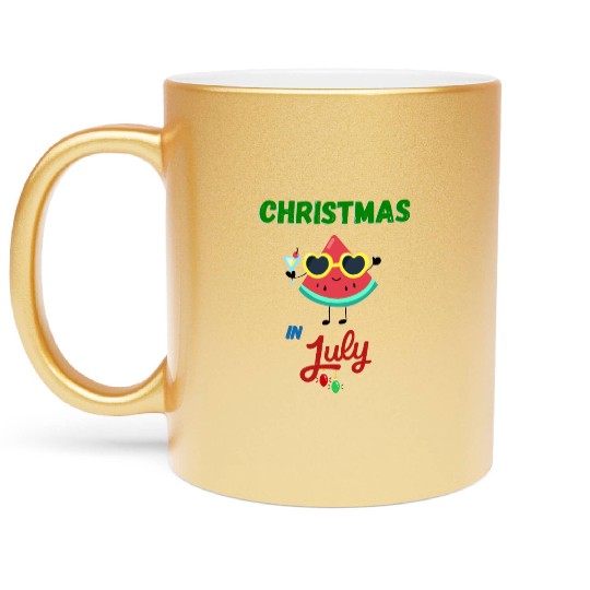 christmas in july cute watermelon Metallic Mugs for summer