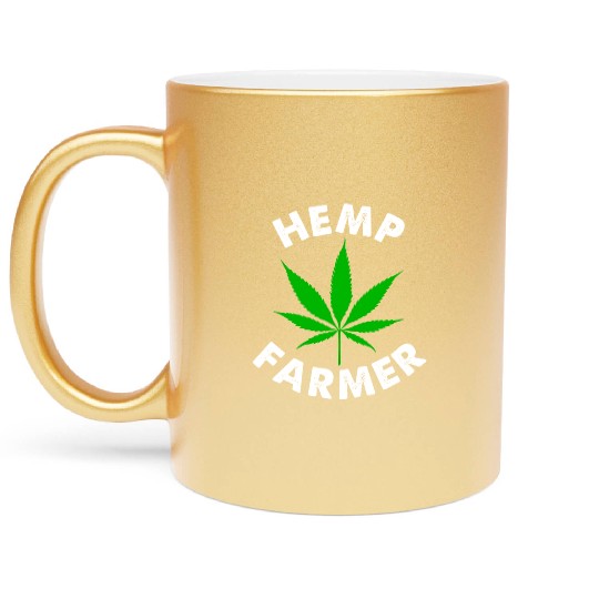 Hemp Farmer Green Leaf Metallic Mugs