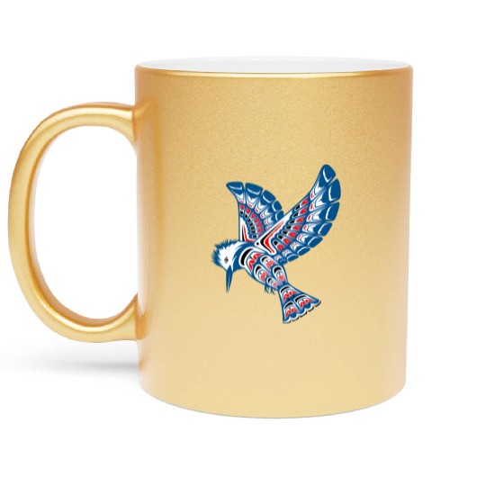 Native American Style Kingfisher Pacific Northwest Metallic Mugs