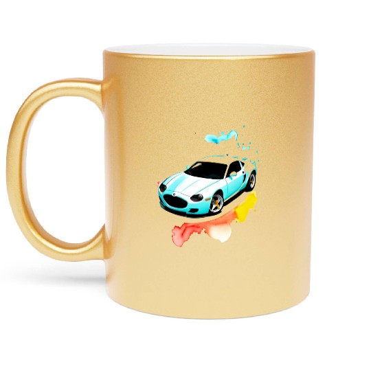 Running car Metallic Mugs