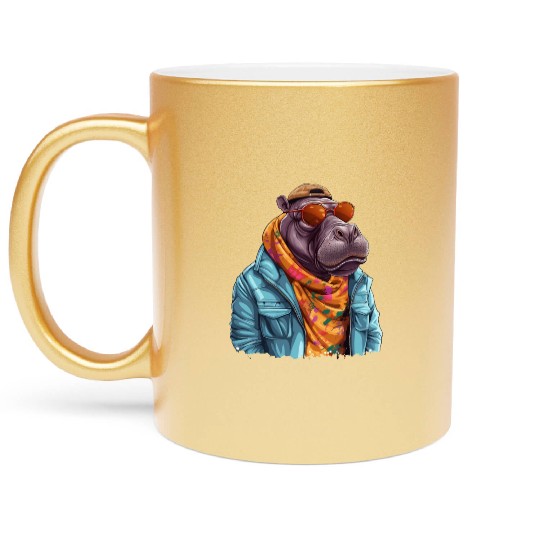 Graffiti Hippo. Heavyweight Strength. Metallic Mugs
