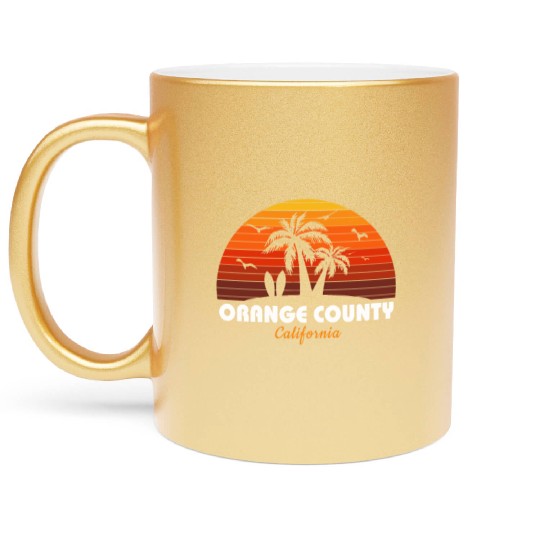 Retro Orange County California Sunset Cool Metallic Mugs
