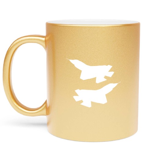 F35 silhouette Metallic Mugs
