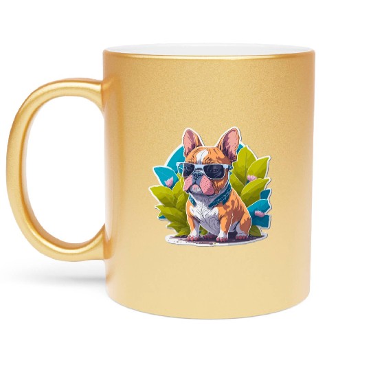 Frenchie Flower Splash Metallic Mugs