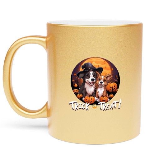 Halloween Cute Dogs Trick or Treat Dog Lovers Metallic Mugs