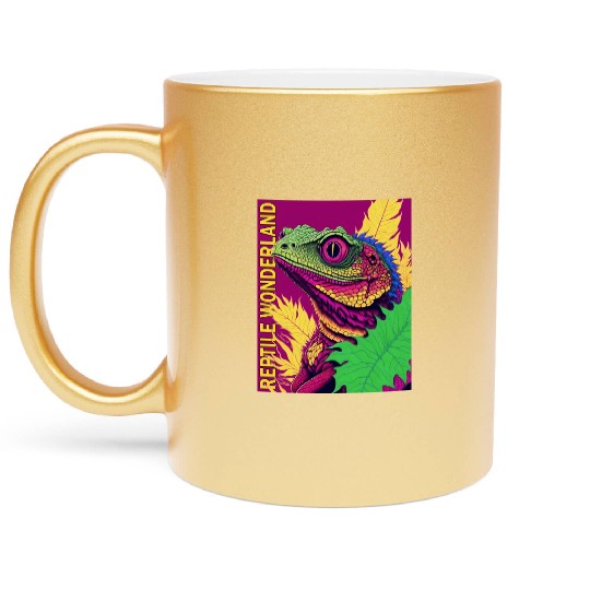 Psychedelic Reptile Wonderland Retro Designs 5 Metallic Mugs