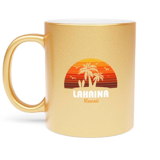 Retro Lahaina Maui Hawaii Sunset Cool Vintage Metallic Mugs