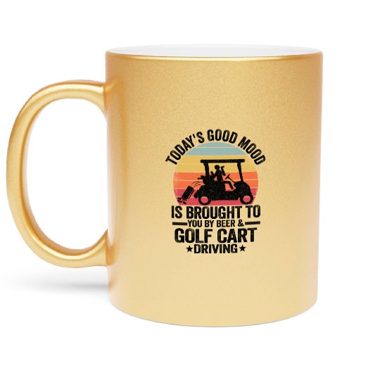 Beer Golf Cart Funny Golfer Vintage Golfing Quotes Metallic Mugs