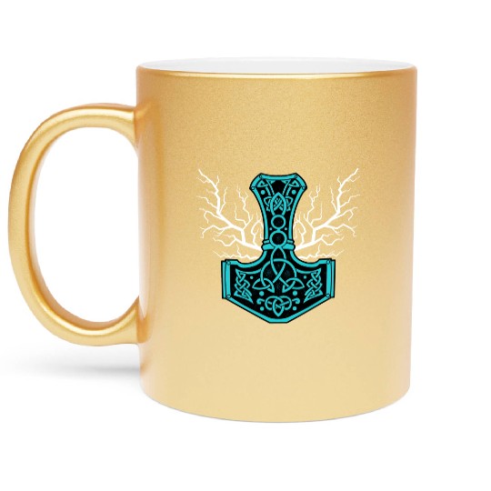 The Hammer Of Thor With Lightning Mjolnir Metallic Mugs
