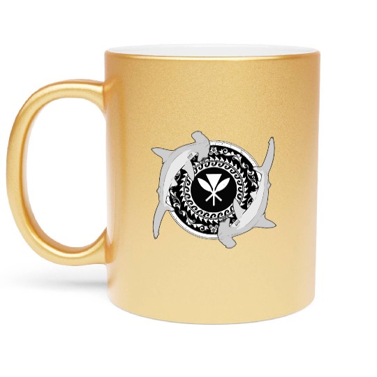 Kanaka Maoli Hammerhead Shark Metallic Mugs