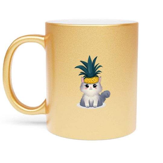Pineapple cat Metallic Mugs