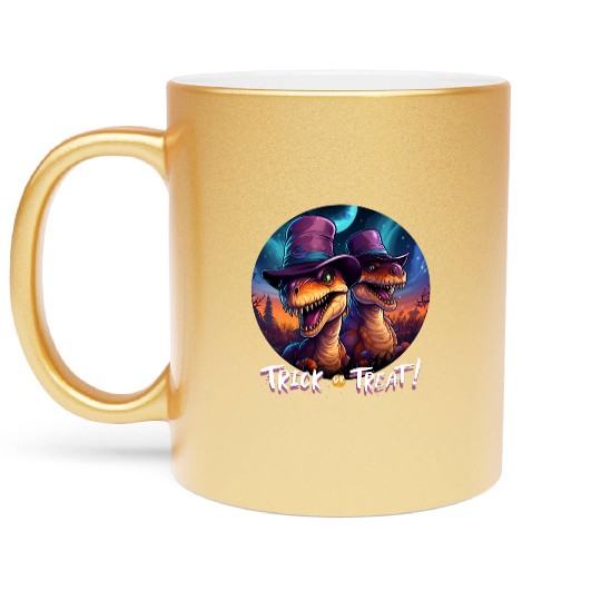 Halloween Dinosaur Velociraptor Trick or Treat Metallic Mugs