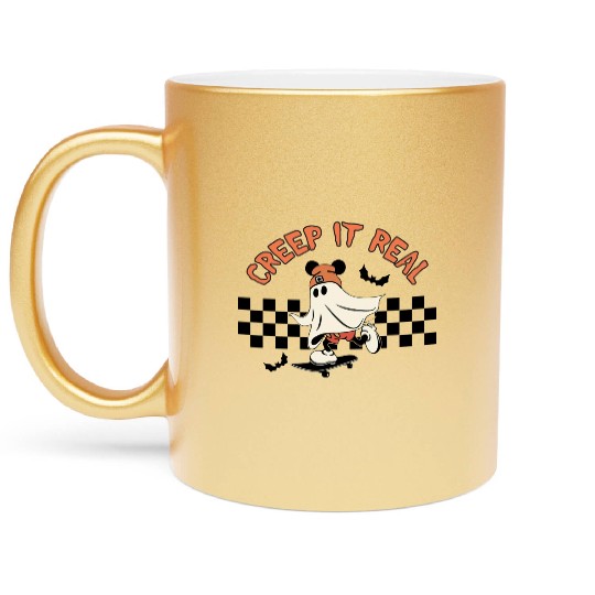 Creep It Real Funny Skateboarding Ghost Metallic Mugs