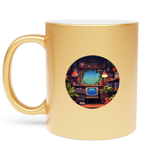 Pixelated Nostalgia: Embrace Retro Gaming Fun Metallic Mugs