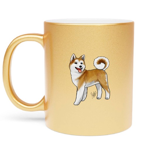 Akita Light Faced Tan Metallic Mugs