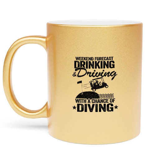 Drinking Driving Diving Beer Golf Cart Funny Metallic Mugs