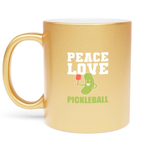 Peace Love Pickleball Sports Person Gift Metallic Mugs
