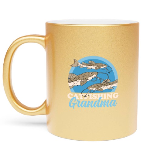 Catfishing Grandma Fish Catfish Fishing Metallic Mugs