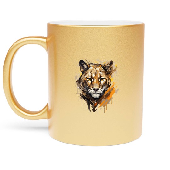 Graffiti Style Mountain Lion | Mountain Lion Lover Metallic Mugs