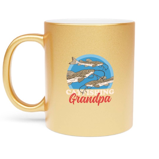 Catfishing Grandpa Fish Catfish Fishing Metallic Mugs
