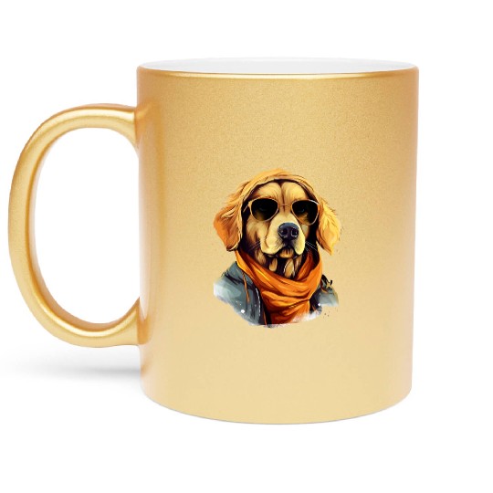 Golden Retriever in the Streets | Dog Lovers Metallic Mugs