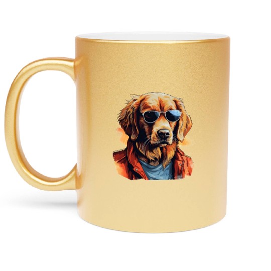 Golden Retriever in the Streets | Dog Lovers Metallic Mugs