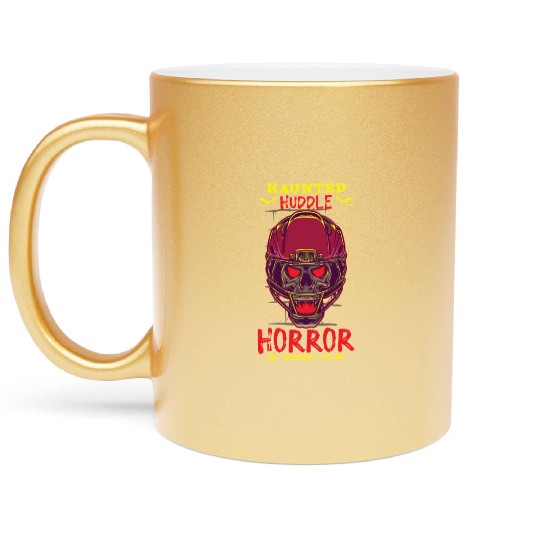 Funny Horror Football Fan Horror Obsessed Horror Metallic Mugs