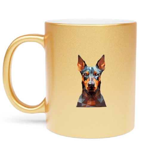 geometric Doberman: Polygon Art Metallic Mugs