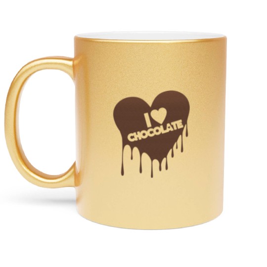 I Love Chocolate Candy Heart Lover Metallic Mugs