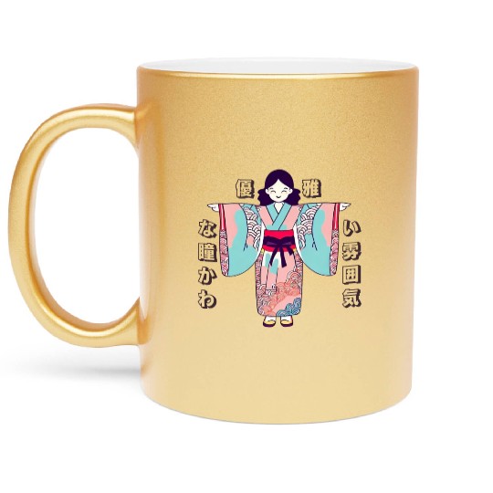 Kimono Kawaii Adorable Metallic Mugs