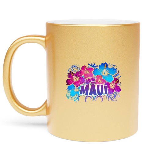 Maui Hibiscus Flower - Tropical Island Beauty Metallic Mugs