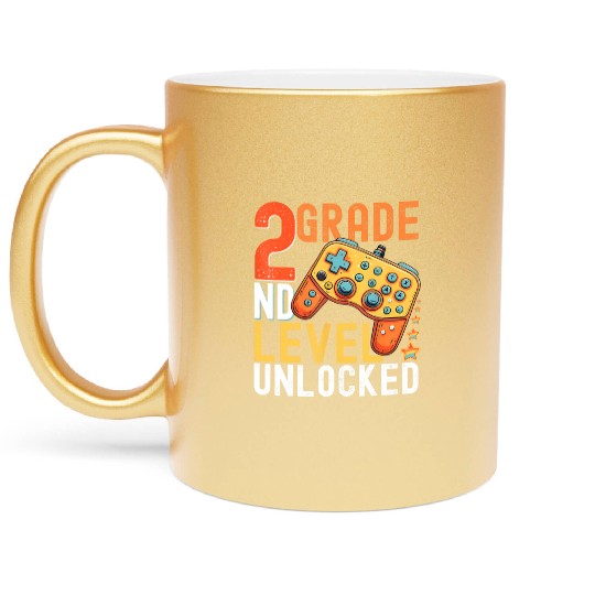 2nd Grade Level Unlocked Video Game Back to School Metallic Mugs