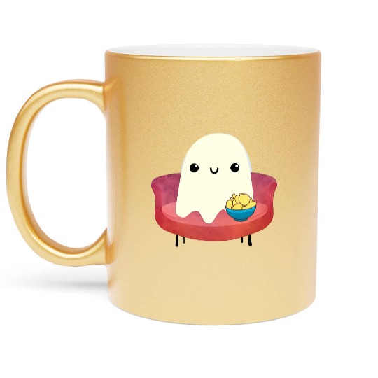 Couch Potato Ghost With Potato Chips Metallic Mugs