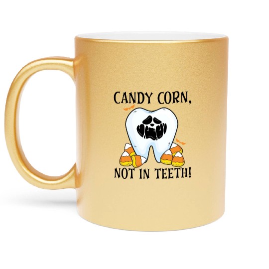 Candy Corn, Not in Teeth! Metallic Mugs