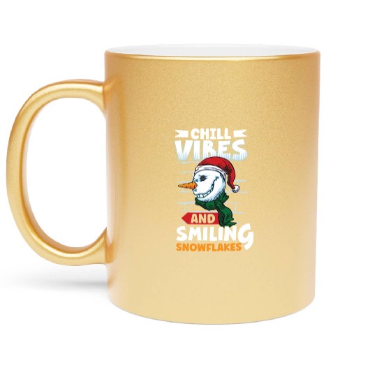 Funny Snowman Season Winter Christmas Snowman Joy Metallic Mugs