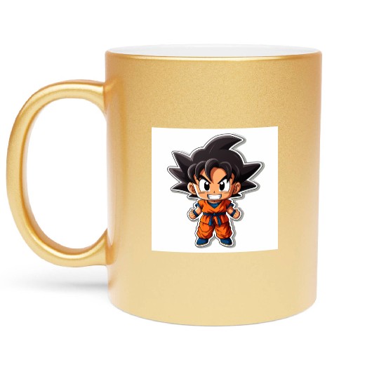 Goku Sticker Happy Bold Colors art toy style Metallic Mugs