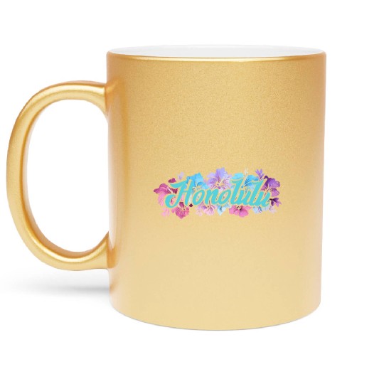 Honolulu Hawaii Hibiscus Metallic Mugs