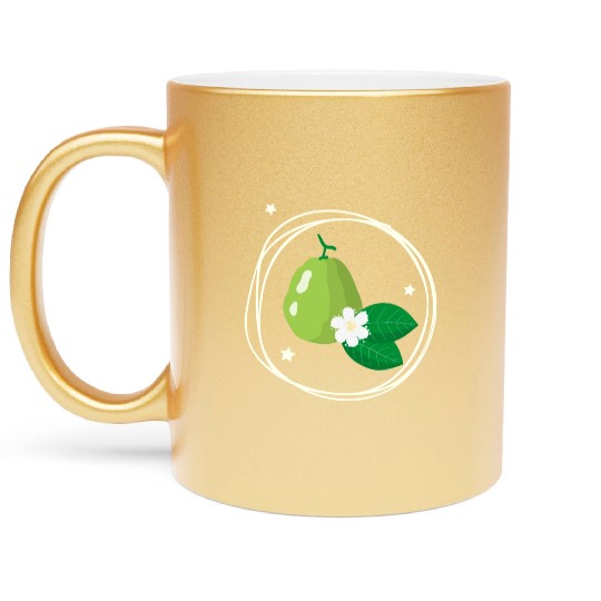 Guava With Flower And Leaves Metallic Mugs