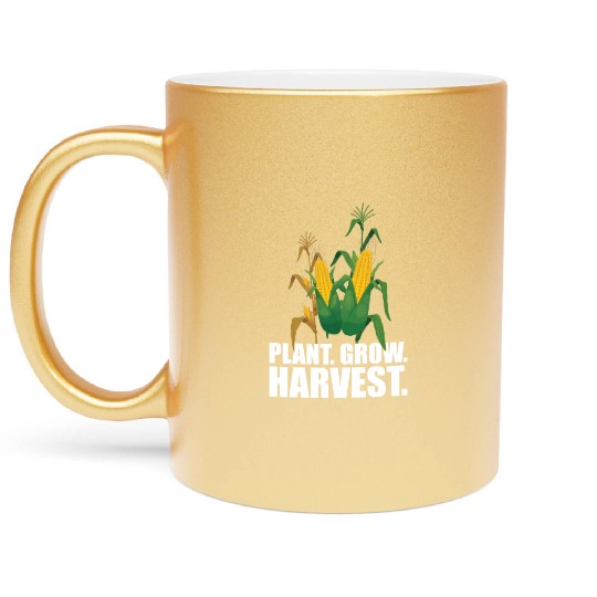 Corn Farmer Plant Grow Harvest Metallic Mugs