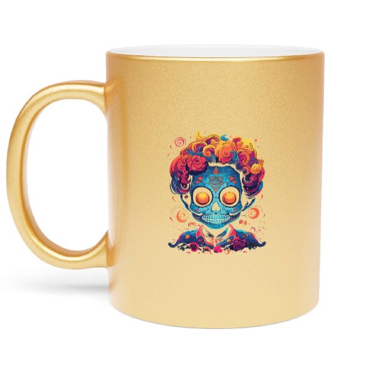 Dia De Los Muertos Sugar Skull Mexican Holiday Metallic Mugs
