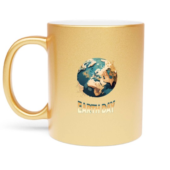Earth Day: unique illustration earth design Metallic Mugs
