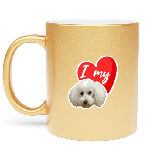 Cute poodle design makes the hearts beat faster Metallic Mugs