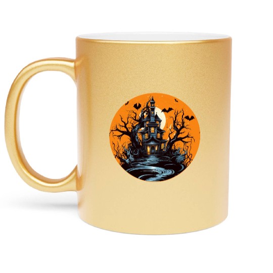 Halloween House Vintage Metallic Mugs