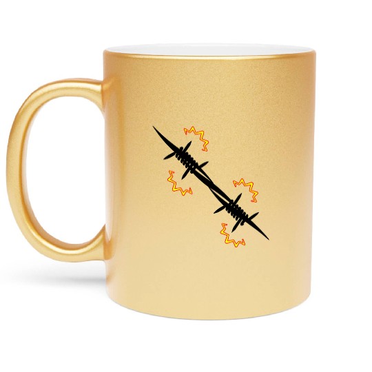 Electric fence barbed wire Metallic Mugs
