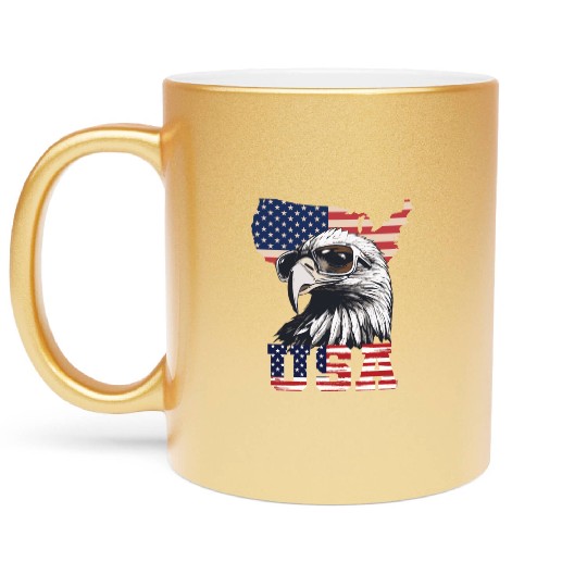 gift idea bald eagle american flag Metallic Mugs