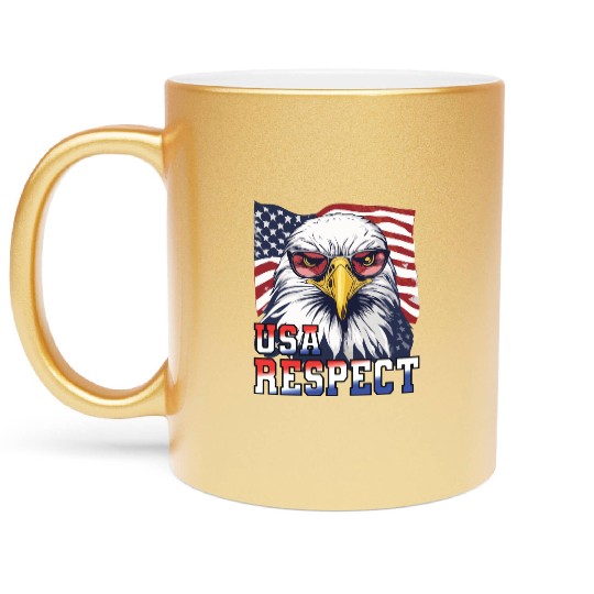 gift idea bald eagle american flag Metallic Mugs