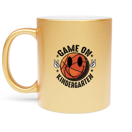 Game On Kindergarten Basketball First Day Of Schoo Metallic Mugs