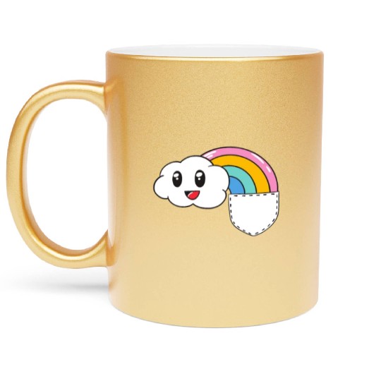 Pocket Rainbow Kawaii Cloud Cute Funny Metallic Mugs